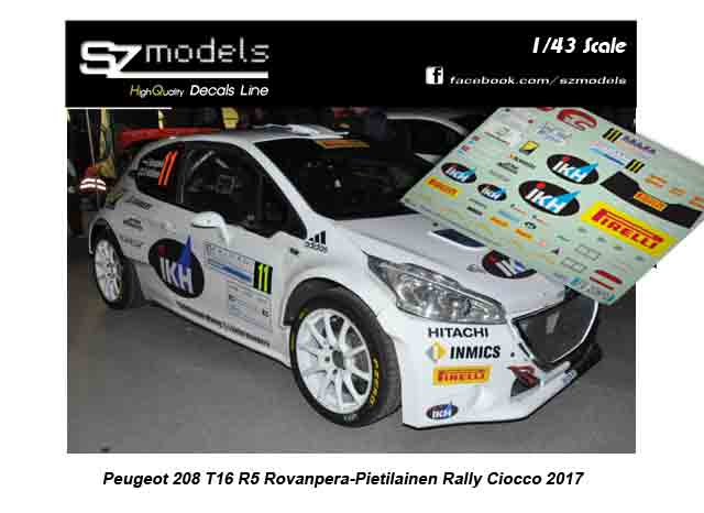 Peugeot 208 T16 R5 Rovanpera Rally del Ciocco 2017