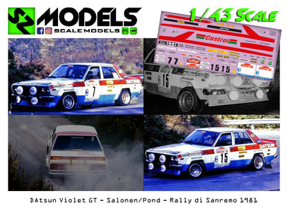 Datsun Violet Gt Gr.4 Salonen Pond Rally di Sanremo 1981