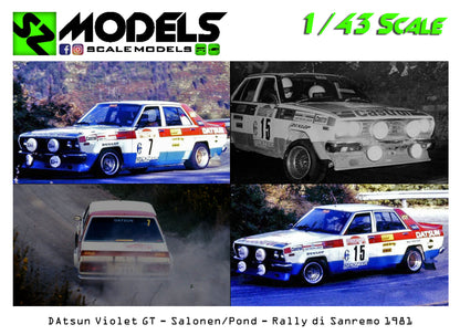 Datsun Violet Gt Gr.4 Salonen Pond Rally di Sanremo 1981