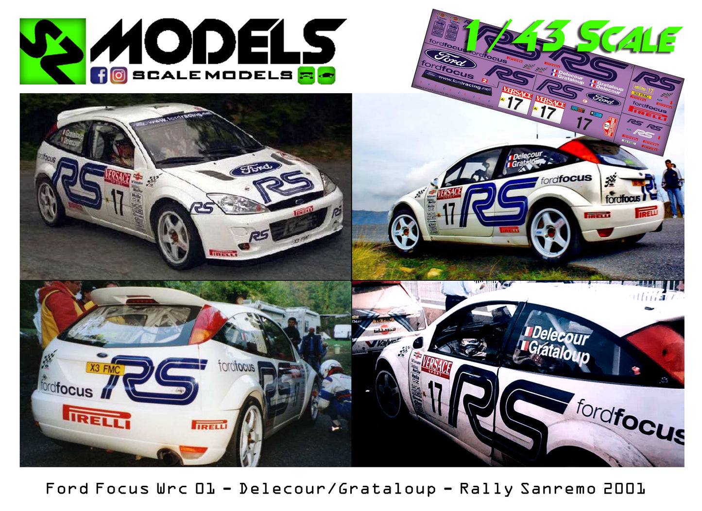 DECALS 1/43 FORD FOCUS RS WRC #17 - DELECOUR - RALLYE MONTE CARLO Portugal 2001 Vv43107 Uv DECALS 1/43 FORD FOCUS RS WRC #17 - DELECOUR - RALLYE MONTE CARLO Portugal 2001 Vv43107 Uv