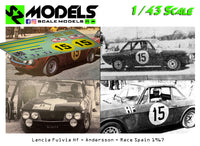 Lancia Fulvia Hf Andersson Rally Race Spain 1967