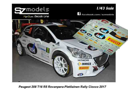 Peugeot 208 T16 R5 Rovanpera Rally del Ciocco 2017