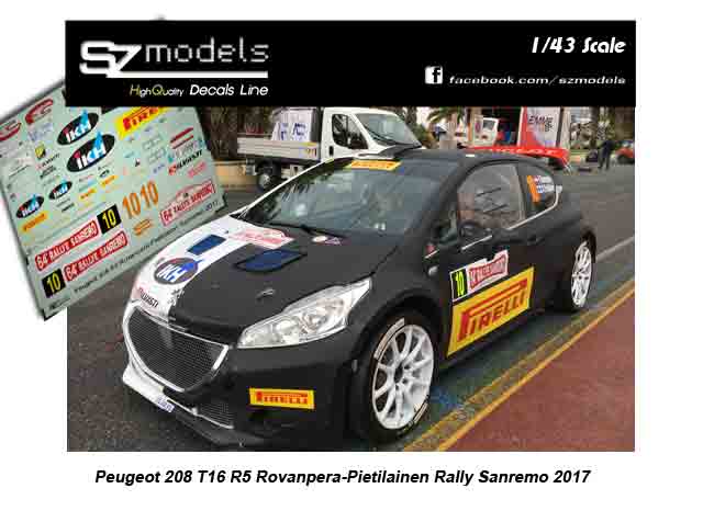 Peugeot 208 T16 R5 Rovanpera Rally di Sanremo 2017